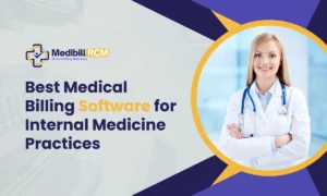 Medical billing software dashboard showing revenue cycle management for internal medicine practices