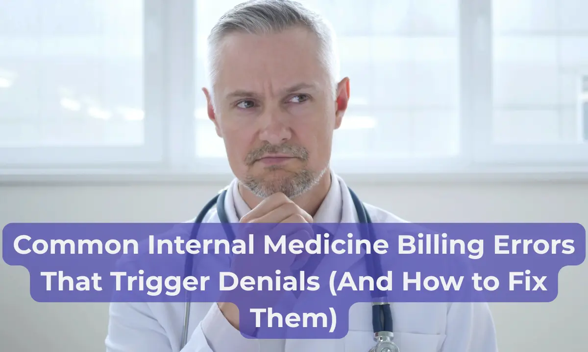 Doctor thinking about common internal medicine billing errors that cause denials and how to prevent them