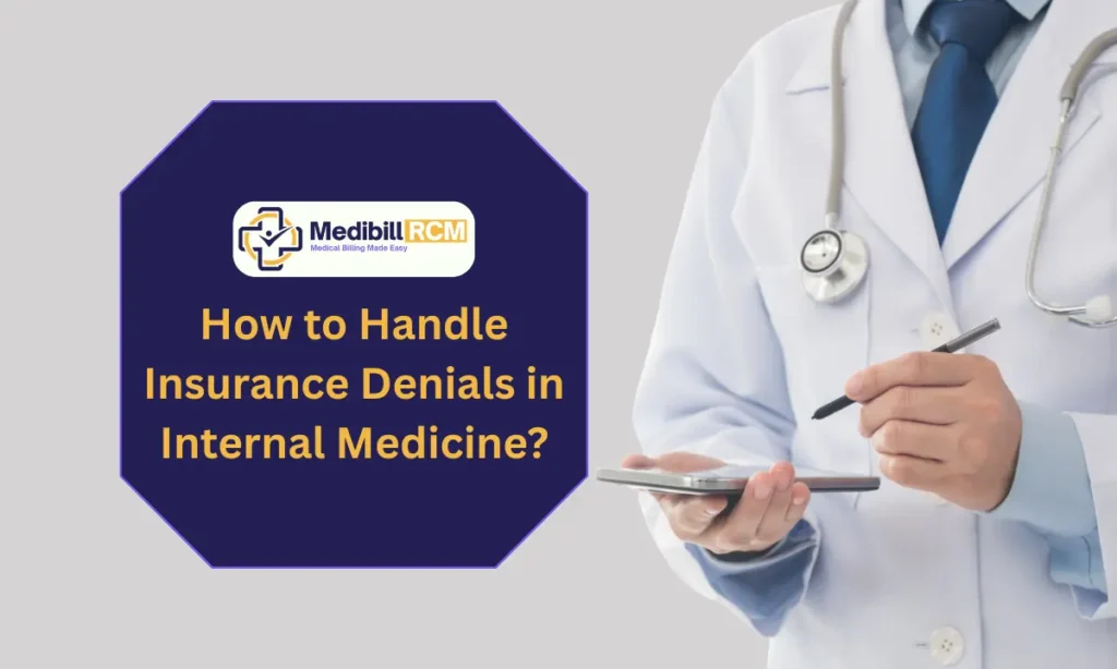 Doctor reviewing patient data with a tablet, representing how to handle insurance denials in internal medicine billing.