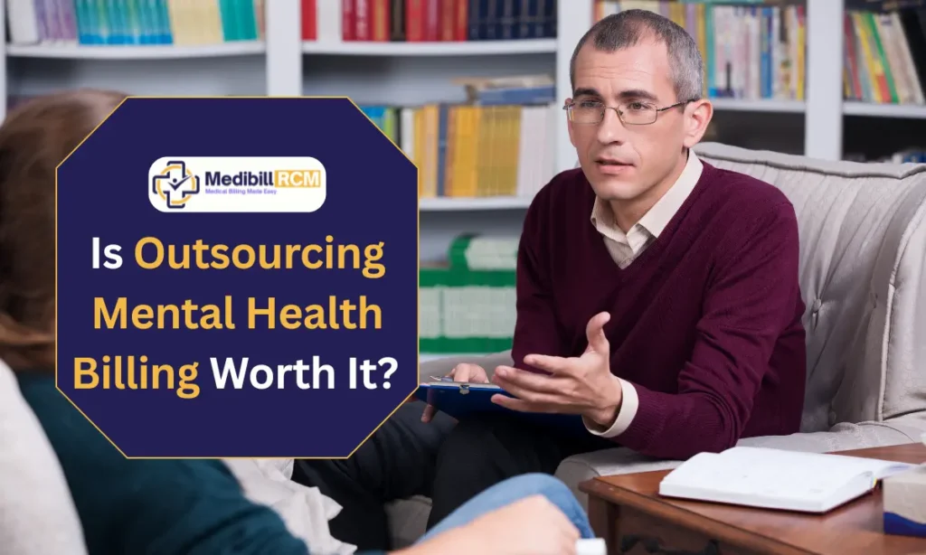 Therapist discussing billing options with a patient during a session – Medibill RCM mental health billing services.