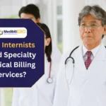 Senior internist with stethoscope standing confidently in hospital hallway, highlighting the need for specialty medical billing services.