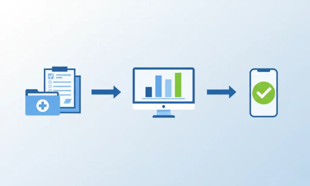 AR in medical billing workflow showing patient file, billing dashboard, and payment confirmation